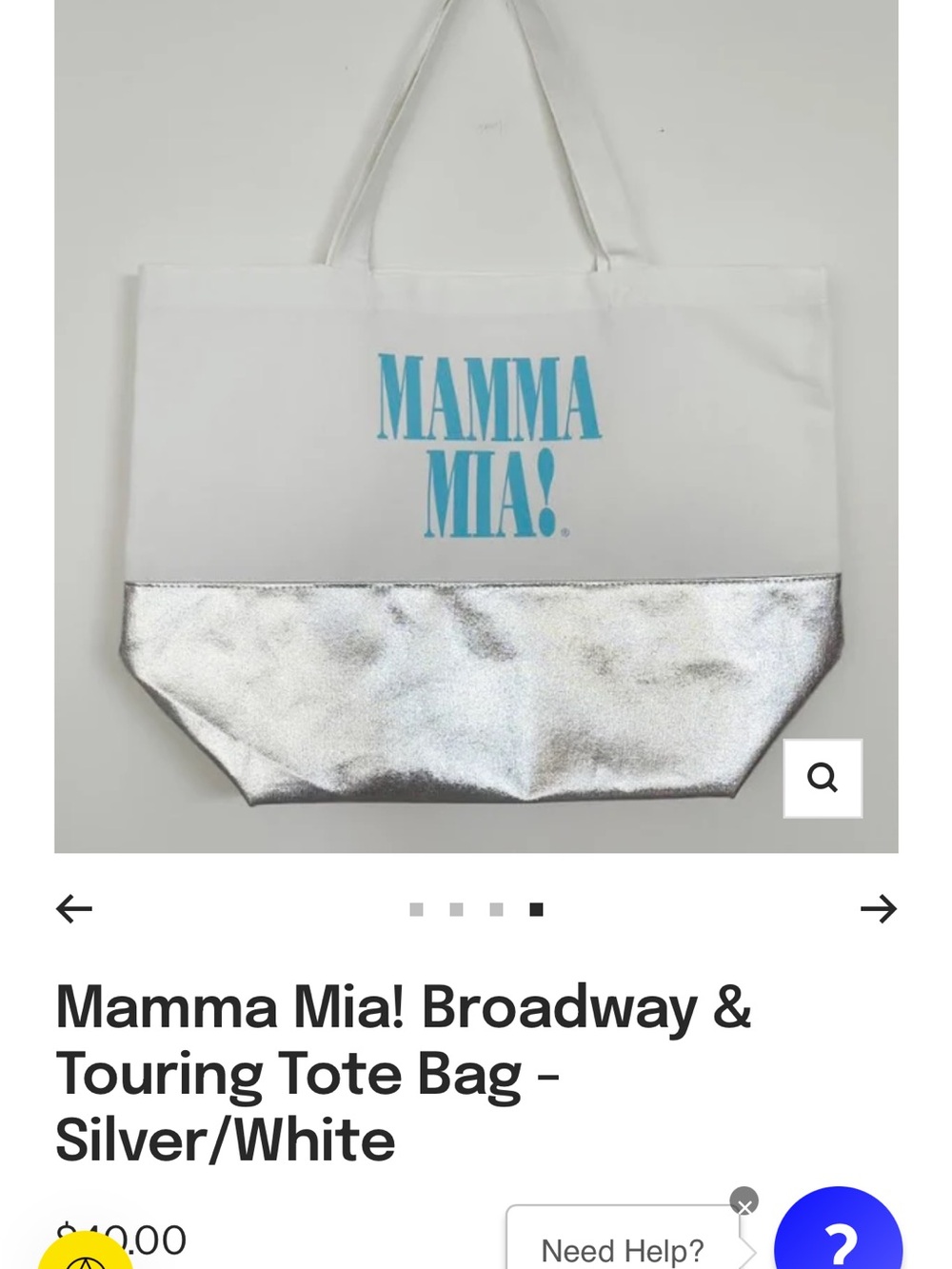 Silver & White Tote Bag